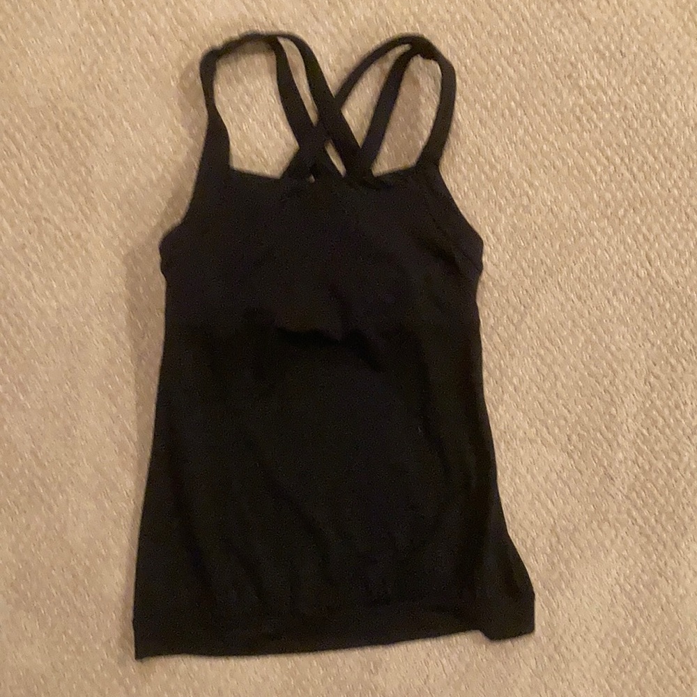 Athleta black built in bra crisscross work out top
